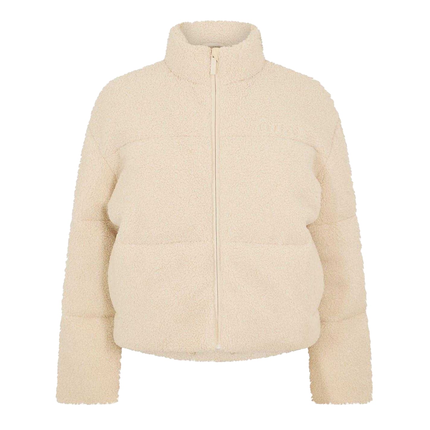 Cream - Front - USA Pro Womens-Ladies Borg Puffer Jacket