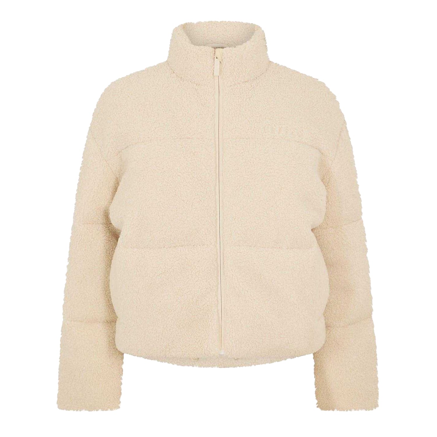 Cream - Front - USA Pro Womens-Ladies Borg Puffer Jacket