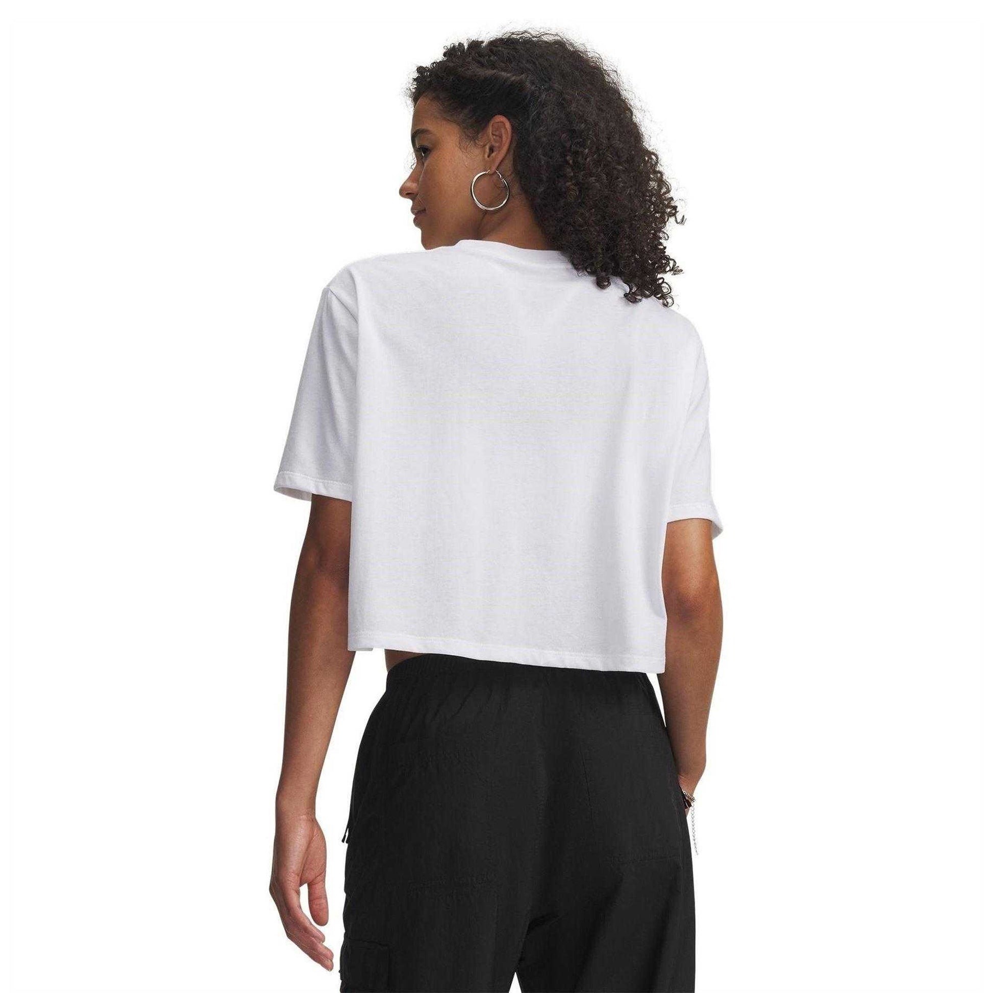White - Back - Under Armour Womens-Ladies Embellished Crop T-Shirt