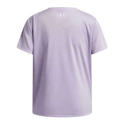 Purple-White - Back - Under Armour Girls Twist Logo T-Shirt