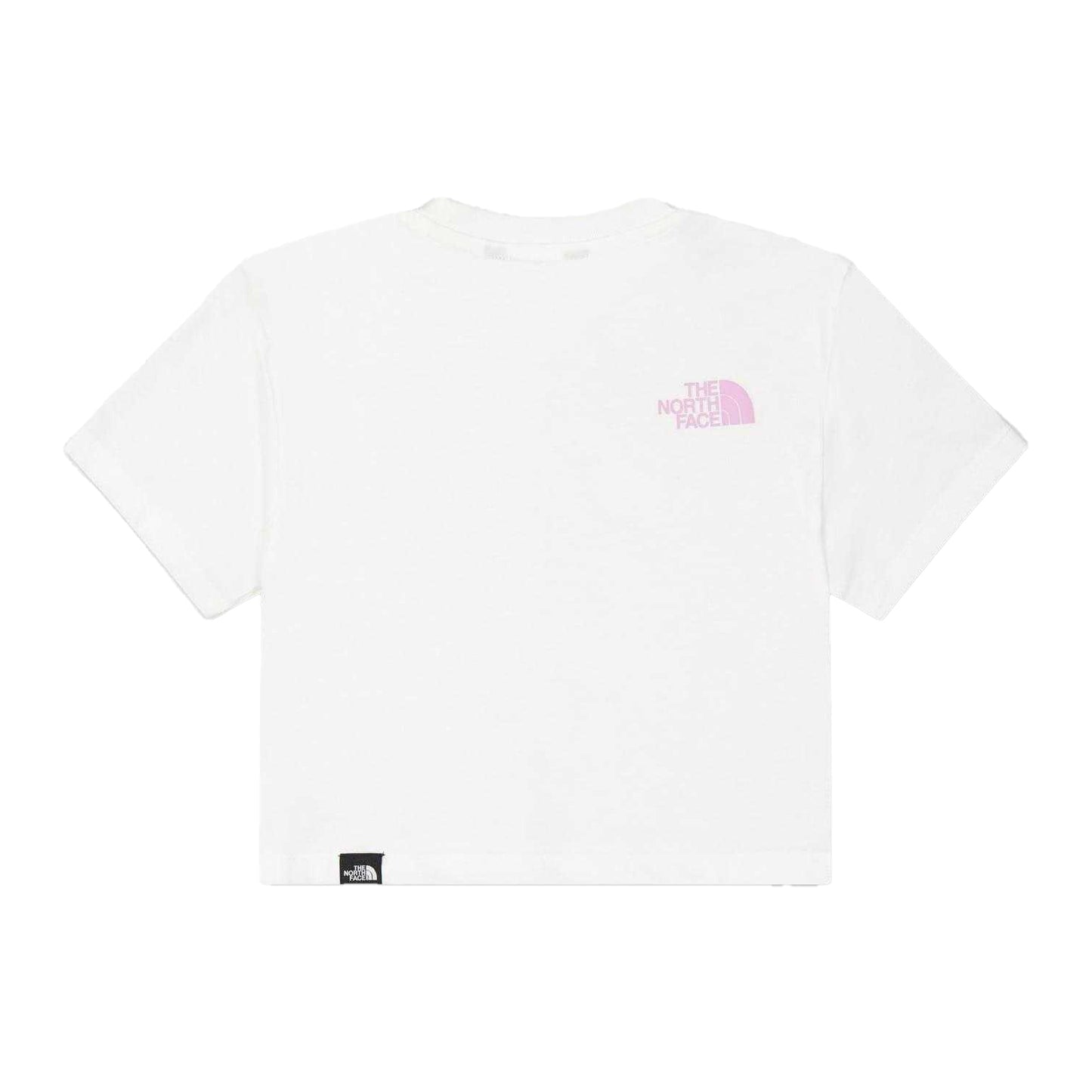 White-Pink - Back - The North Face Girls Easy Logo Crop Top