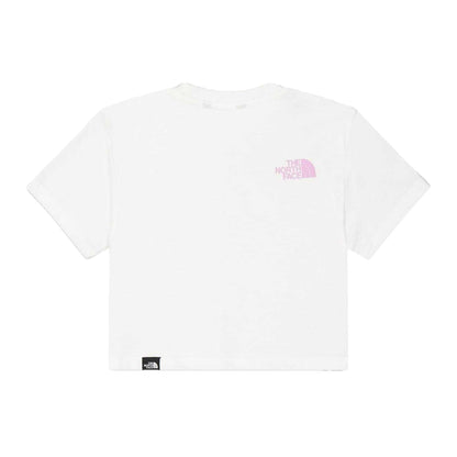 White-Pink - Back - The North Face Girls Easy Logo Crop Top