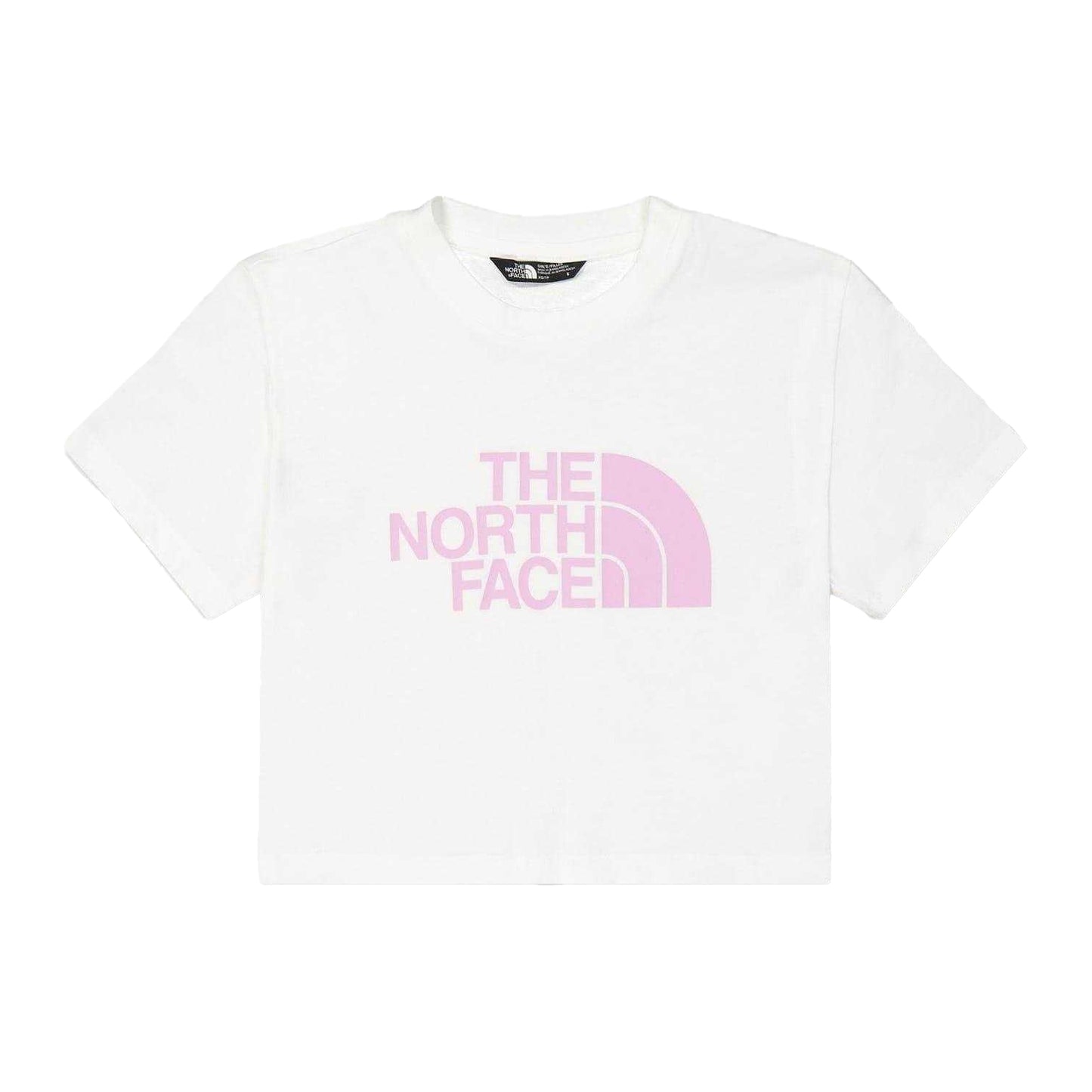 White-Pink - Front - The North Face Girls Easy Logo Crop Top