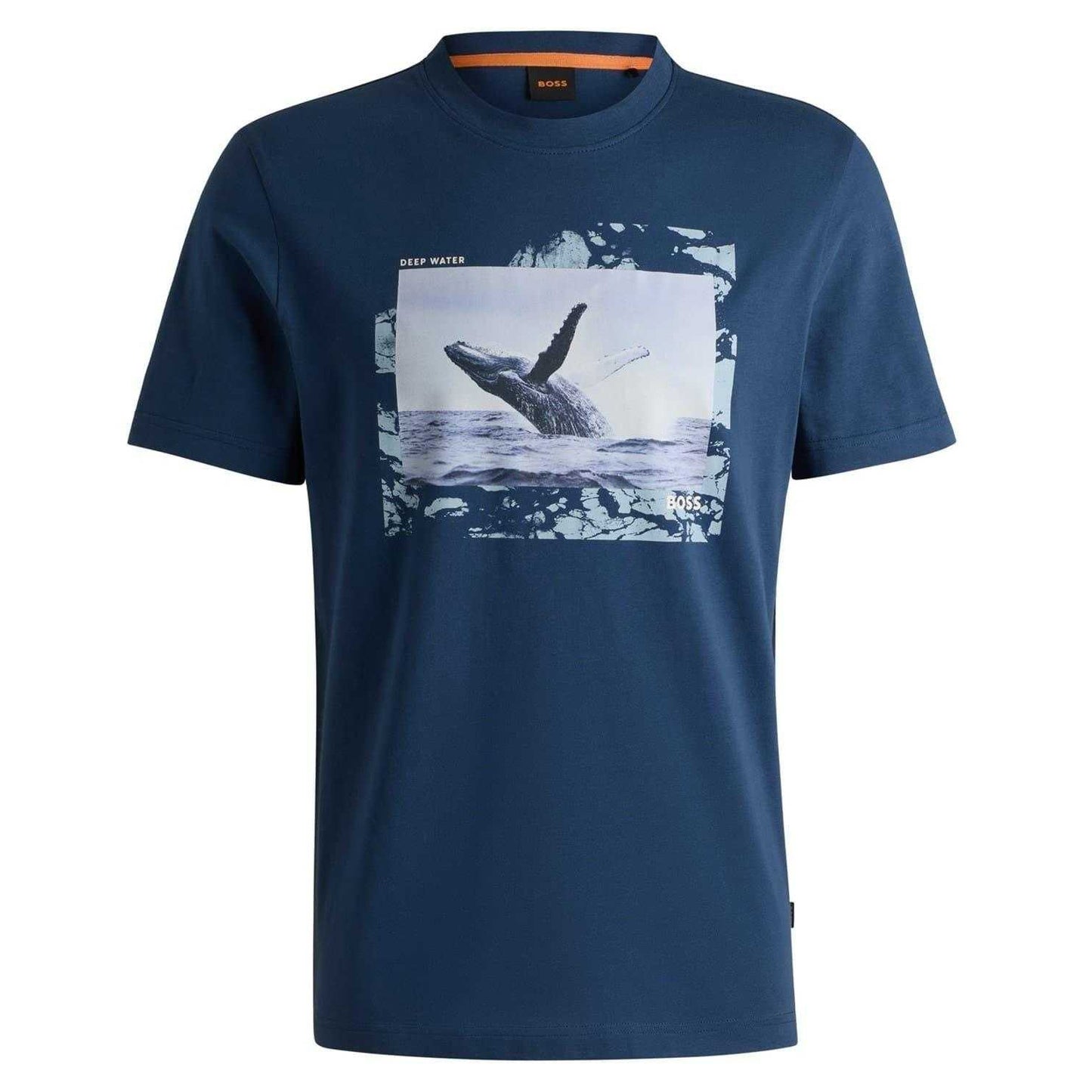 Navy - Front - Boss Mens Whale Cotton T-Shirt