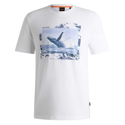 White - Front - Boss Mens Whale Cotton T-Shirt