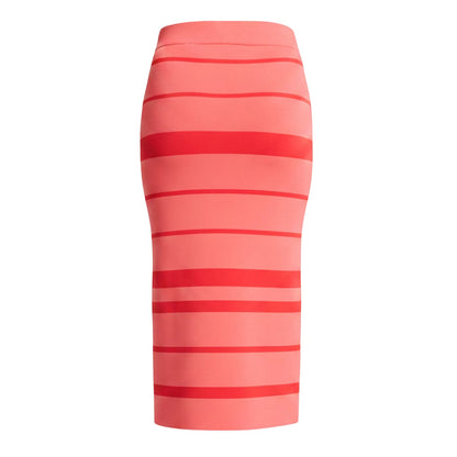 Coral - Back - Ted Baker Womens-Ladies Striped Knitted Pencil Skirt