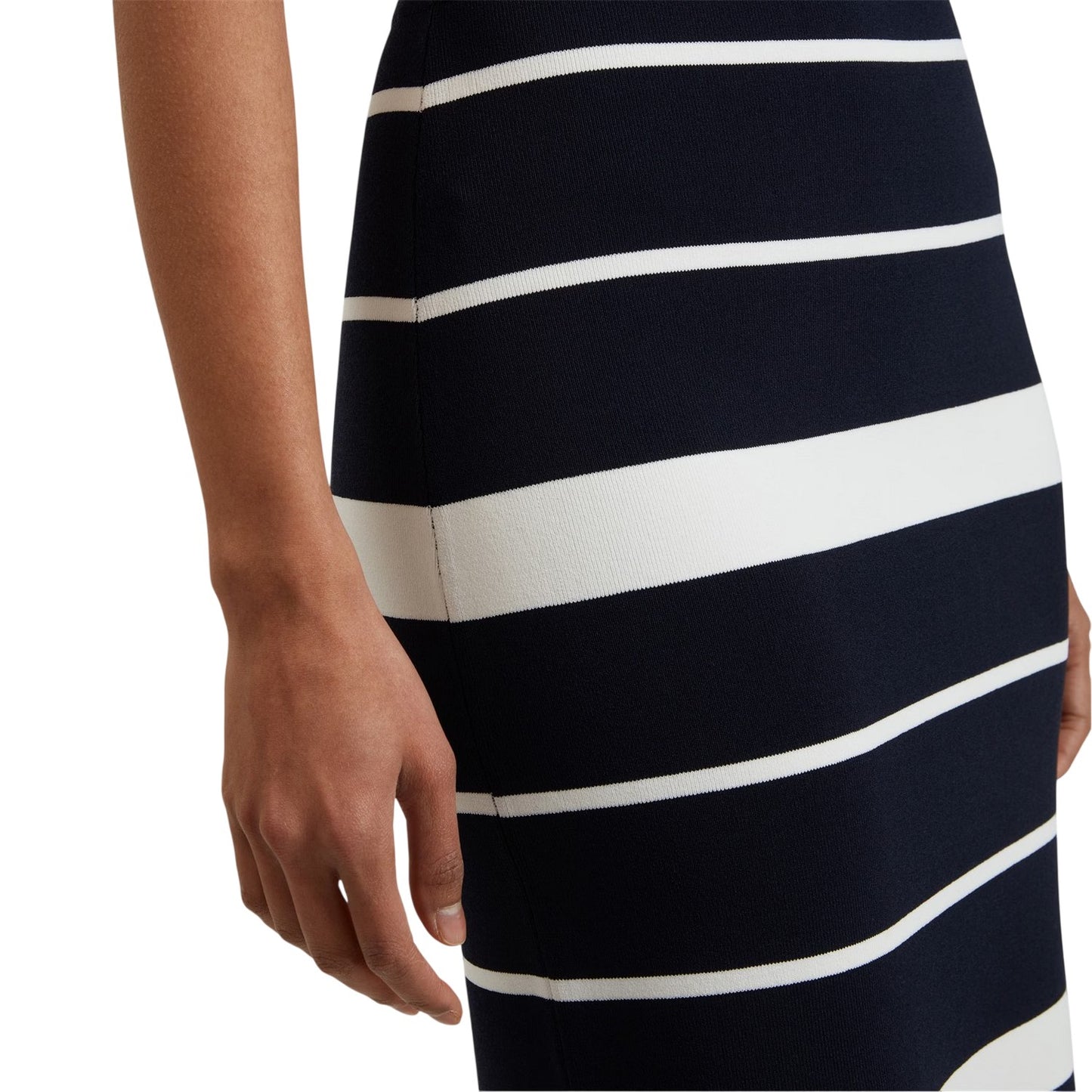 Navy - Side - Ted Baker Womens-Ladies Striped Knitted Pencil Skirt