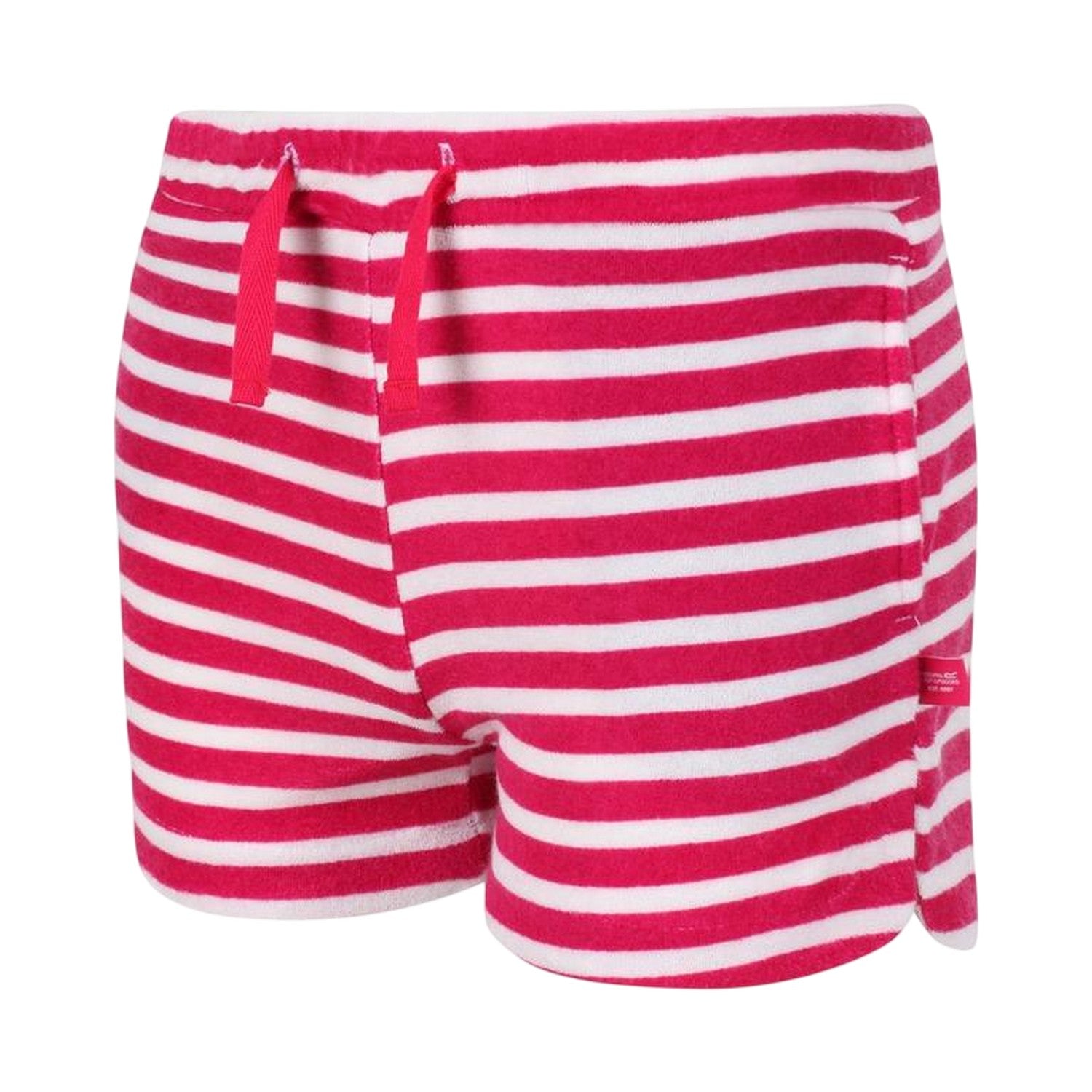 Pink Fusion-White Print - Side - Regatta Girls Dayana Sweat Shorts