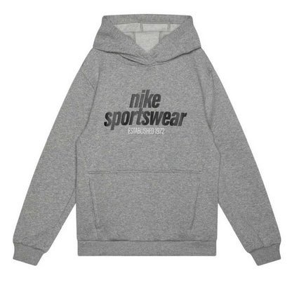 Dark Grey Heather - Front - Nike Childrens-Kids Sportswear Club Hoodie