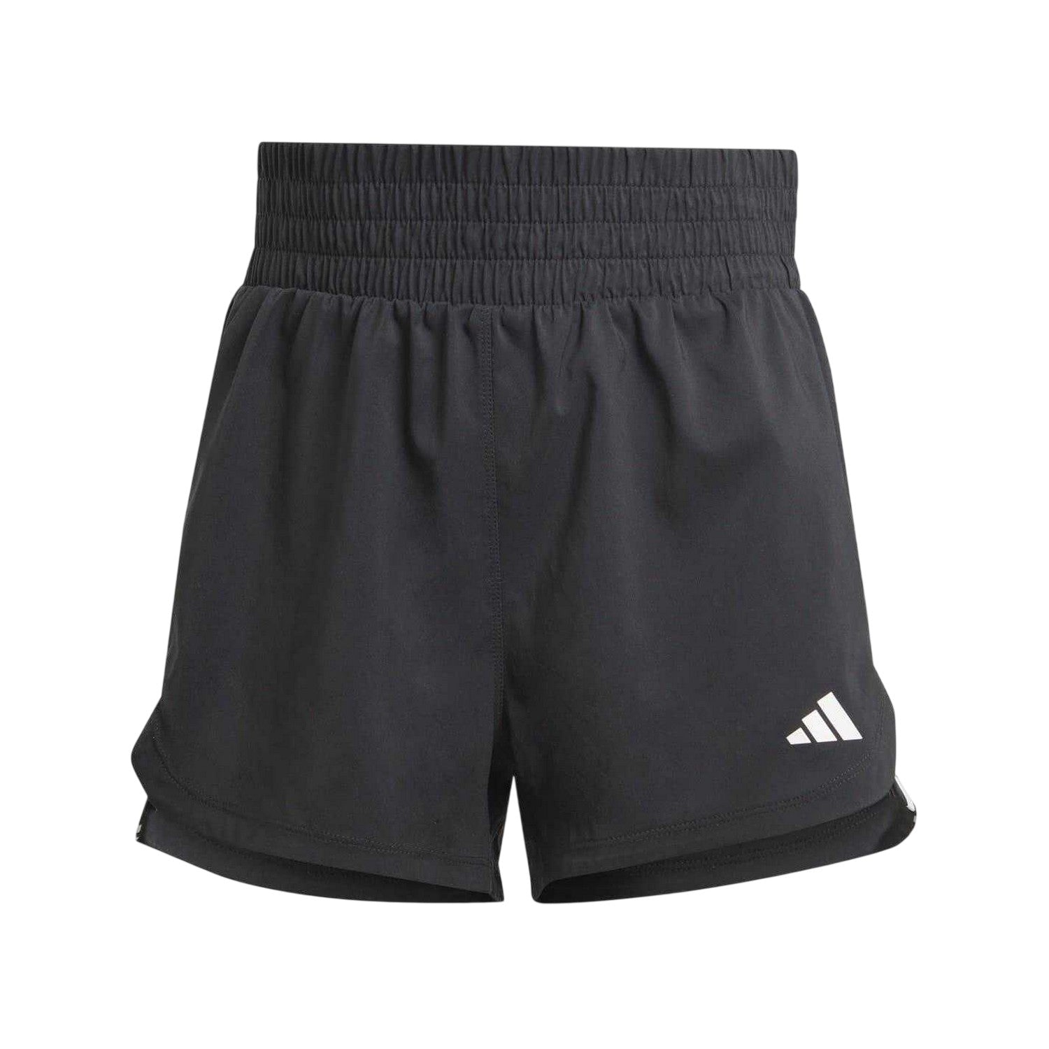 Black-White - Front - Adidas Womens-Ladies Pacer 3 Stripes Side Slits Shorts
