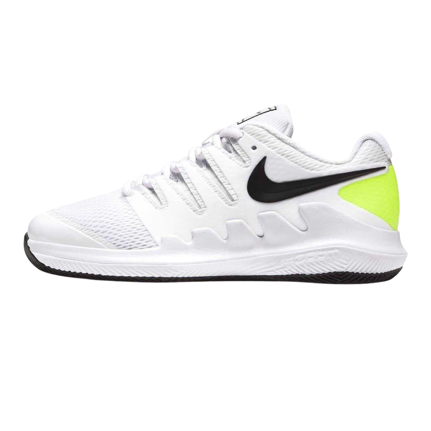White-Black-Volt - Back - Nike Childrens-Kids Vapor Tennis Shoes