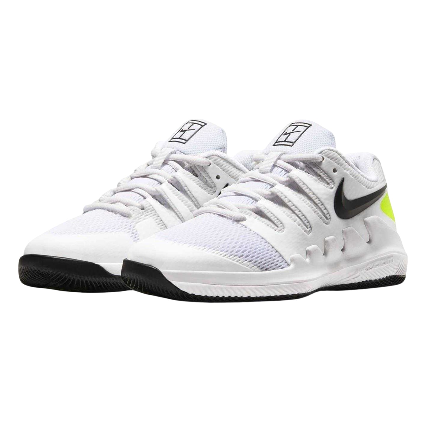 White-Black-Volt - Pack Shot - Nike Childrens-Kids Vapor Tennis Shoes
