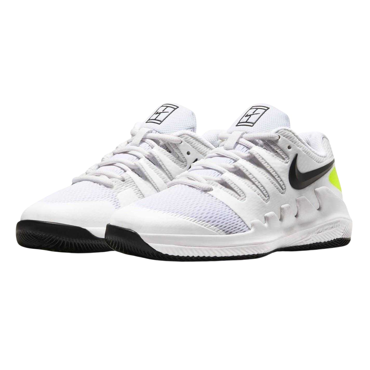 White-Black-Volt - Pack Shot - Nike Childrens-Kids Vapor Tennis Shoes