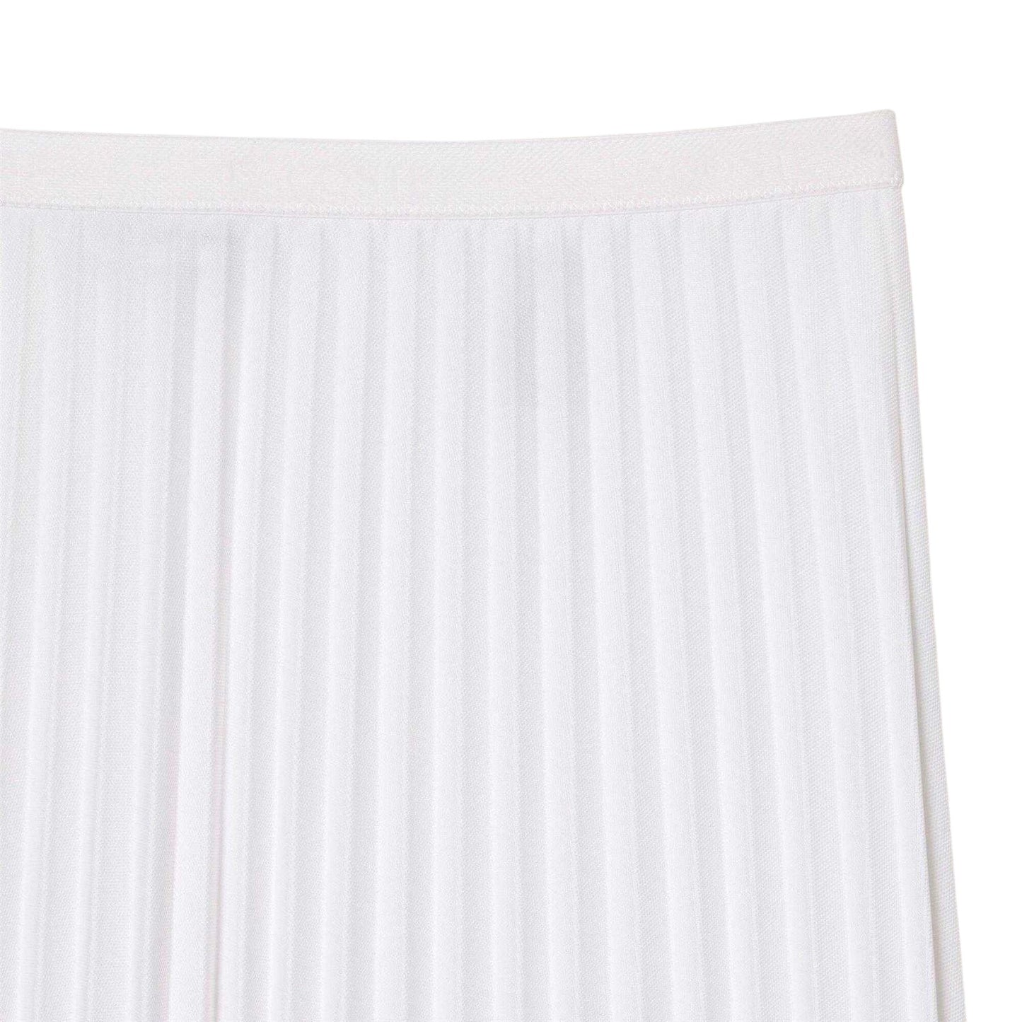 White - Side - Lacoste Womens-Ladies Pleated Elasticated Waist Midi Skirt
