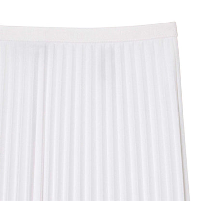 White - Side - Lacoste Womens-Ladies Pleated Elasticated Waist Midi Skirt