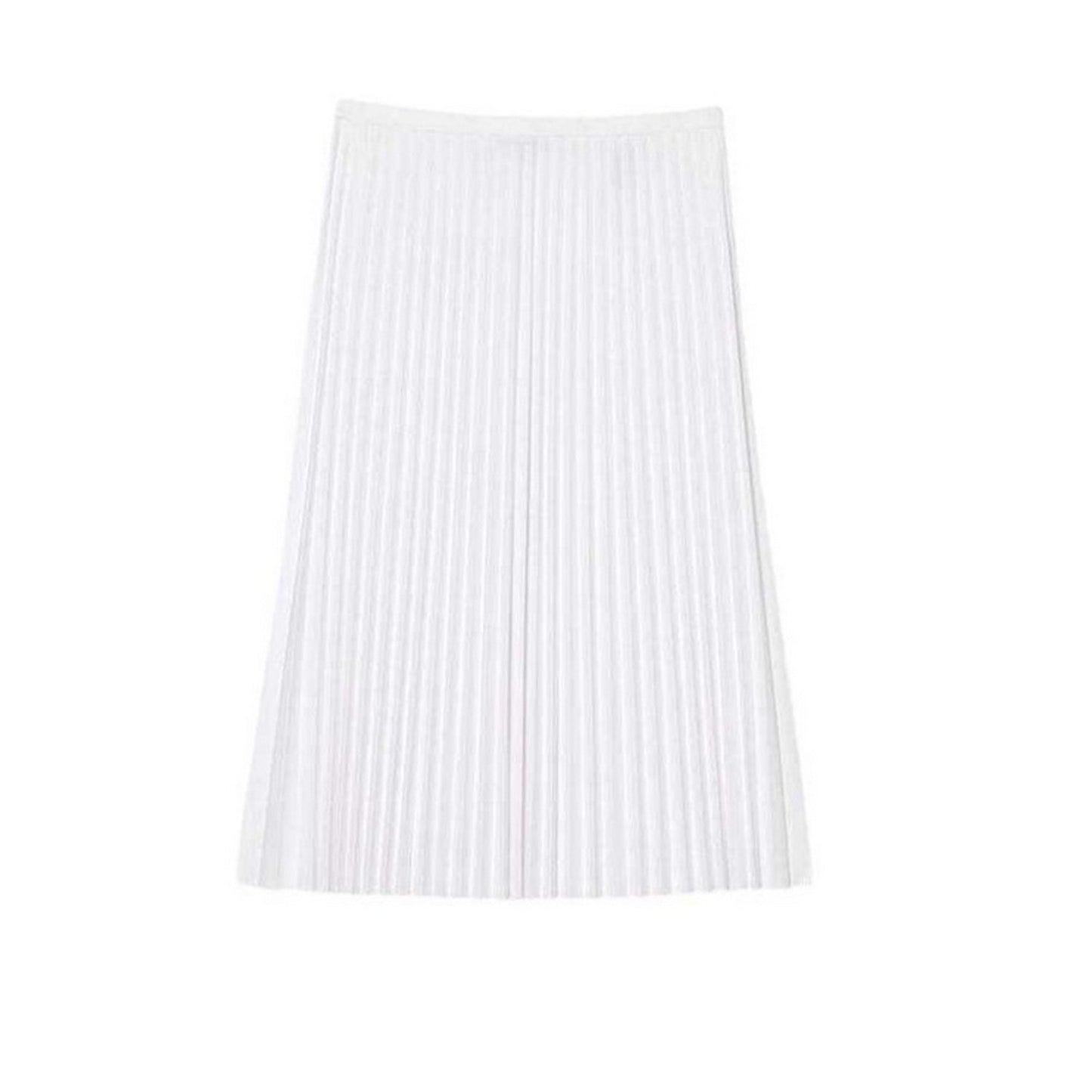 White - Front - Lacoste Womens-Ladies Pleated Elasticated Waist Midi Skirt