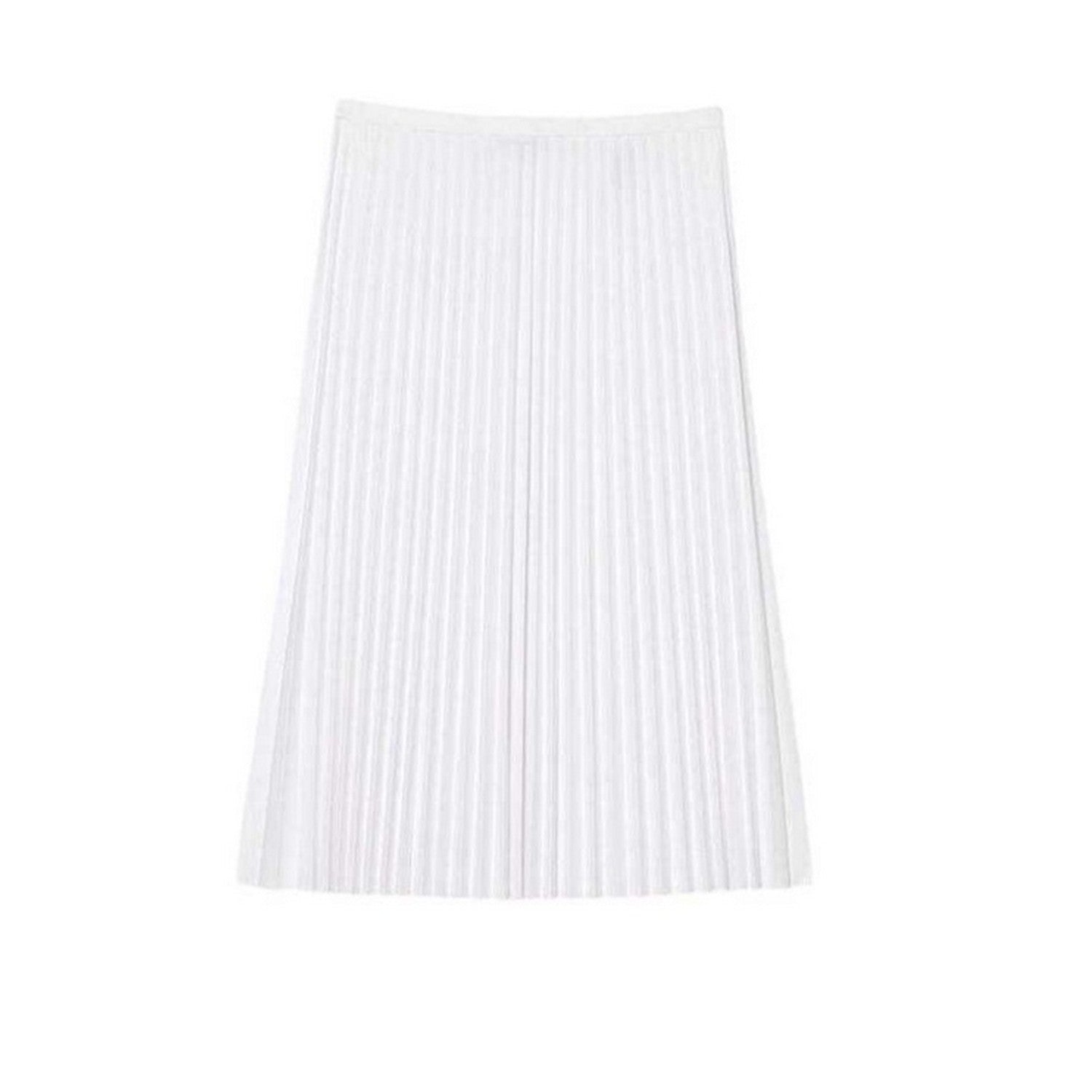 White - Front - Lacoste Womens-Ladies Pleated Elasticated Waist Midi Skirt