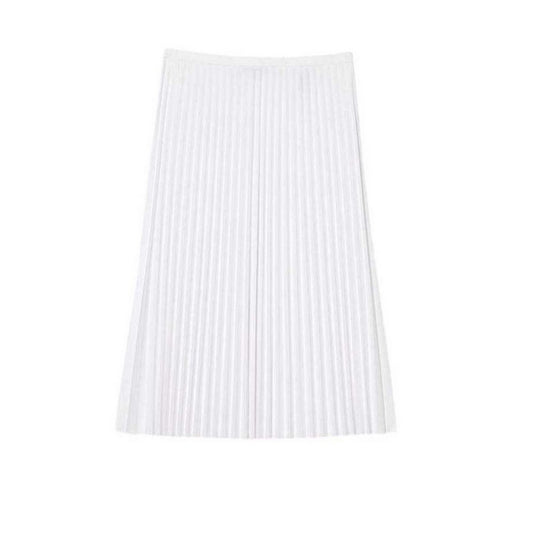 White - Front - Lacoste Womens-Ladies Pleated Elasticated Waist Midi Skirt
