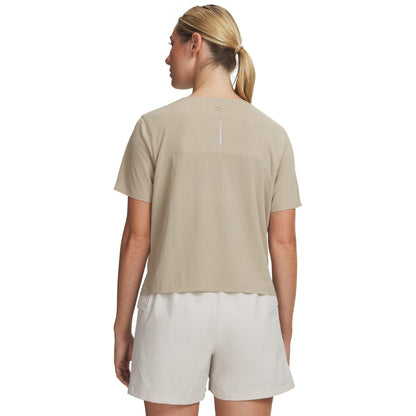 Khaki - Back - Under Armour Womens-Ladies Trail Run T-Shirt