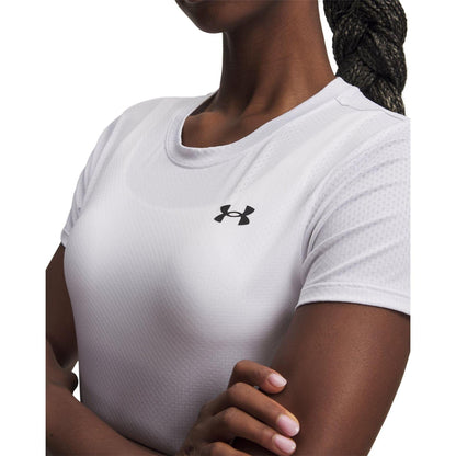 White-Black - Side - Under Armour Womens-Ladies Tech Mesh T-Shirt