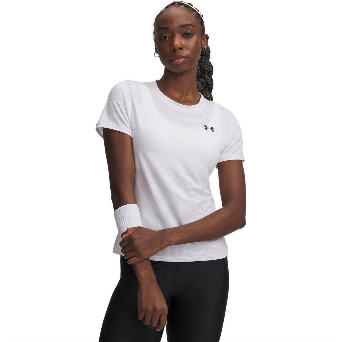 White-Black - Front - Under Armour Womens-Ladies Tech Mesh T-Shirt