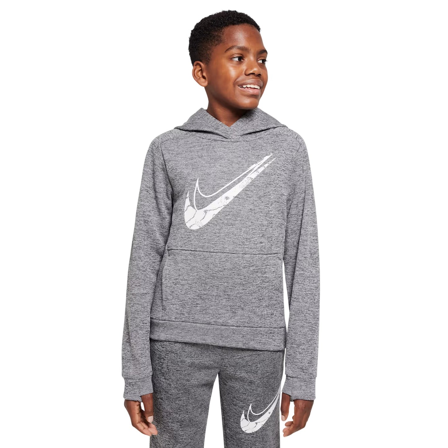 Black - Front - Nike Childrens-Kids Therma-Fit Anti-Stain Hoodie