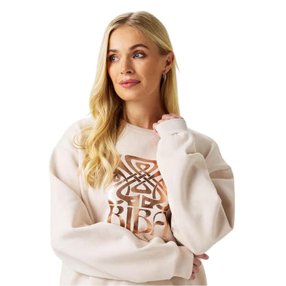 Cream - Side - Biba Womens-Ladies Graphic Print Relaxed Fit Sweatshirt