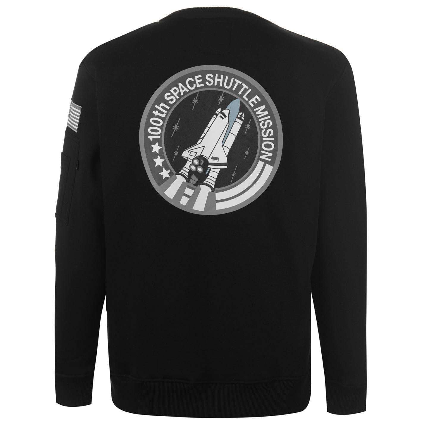 Black - Back - Alpha Unisex Adult NASA Cotton Blend Sweatshirt