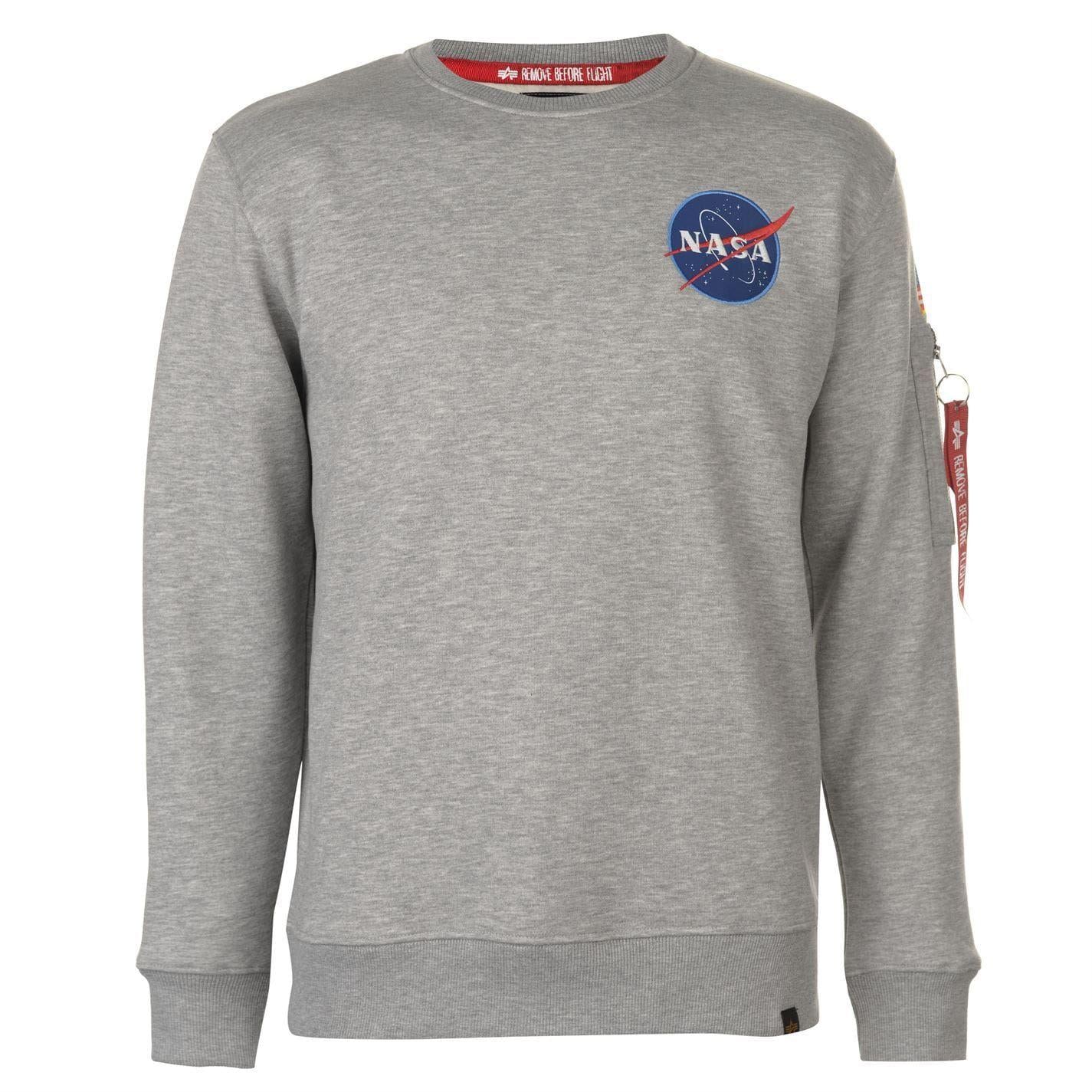 Grey Heather - Front - Alpha Unisex Adult NASA Cotton Blend Sweatshirt