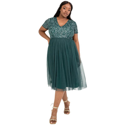 Misty Green - Lifestyle - Deluxe Womens-Ladies Sequin Midi Dress