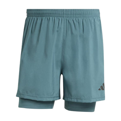 Teal - Front - Adidas Mens Own The Run 2 in 1 Running Shorts