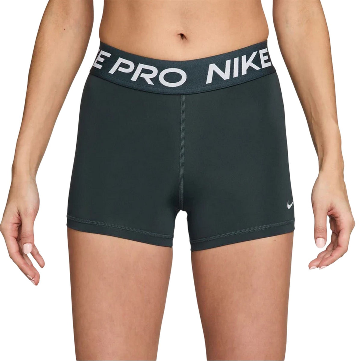Sea Green-White - Front - Nike Womens-Ladies Pro Dri-FIT Stretch Running Shorts