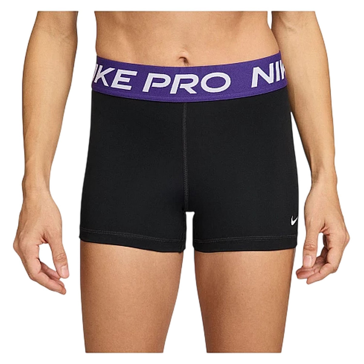 Black-Purple - Front - Nike Womens-Ladies Pro Dri-FIT Stretch Running Shorts