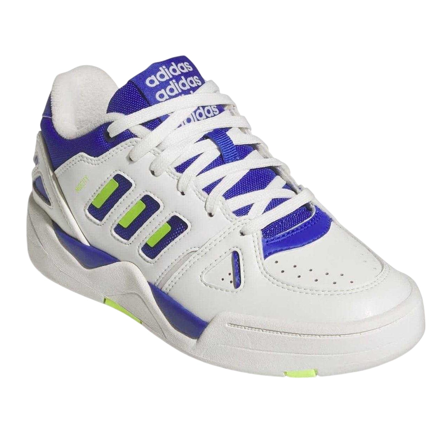 White-Blue-Lemon - Pack Shot - Adidas Mens Midcity Leather Trainers