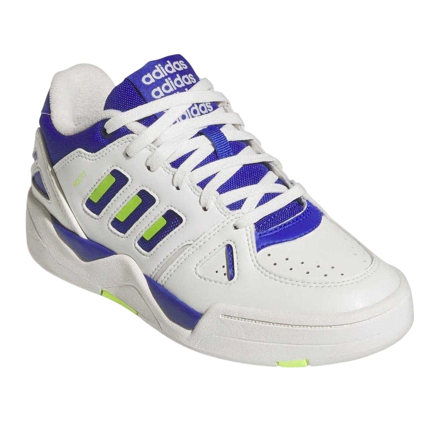 White-Blue-Lemon - Pack Shot - Adidas Mens Midcity Leather Trainers