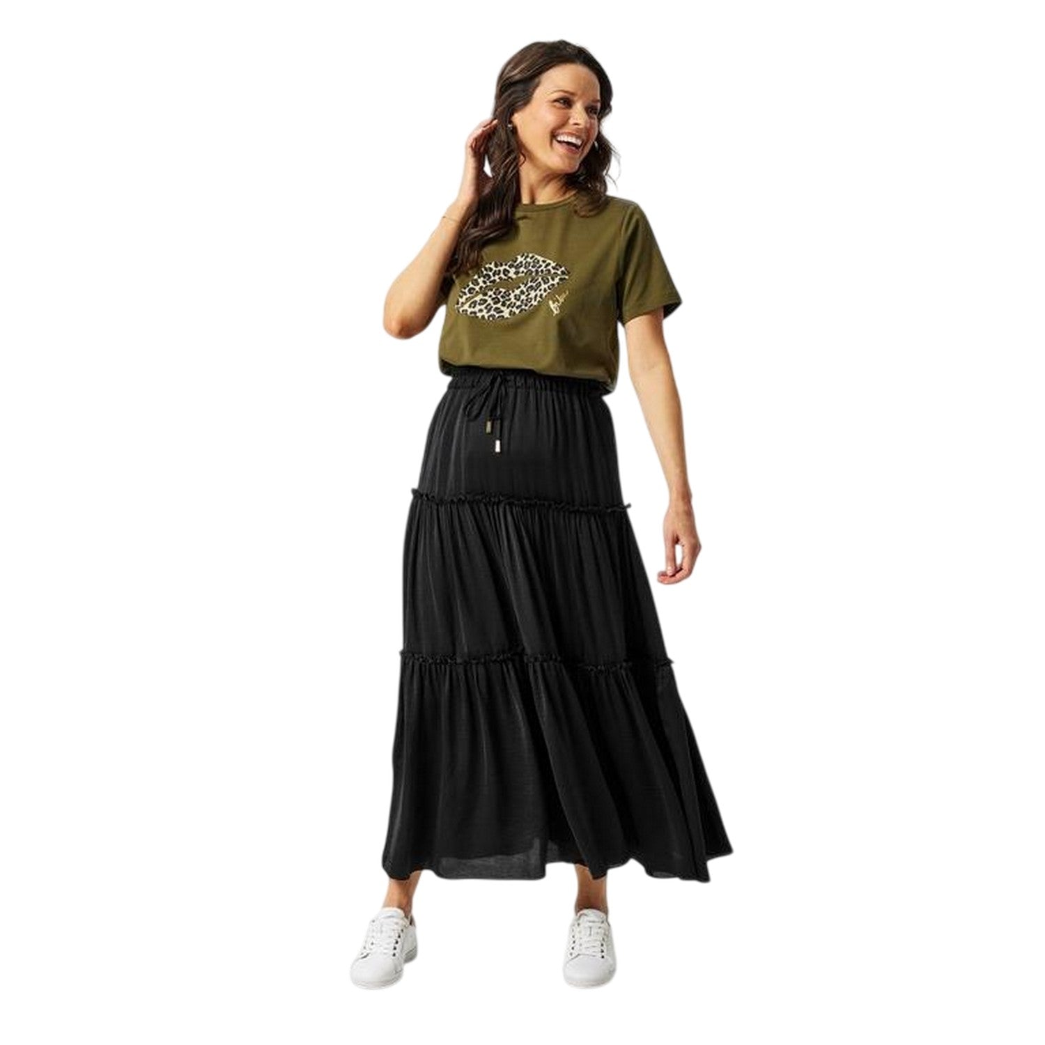 Black - Side - Biba Womens-Ladies Plain Maxi Skirt
