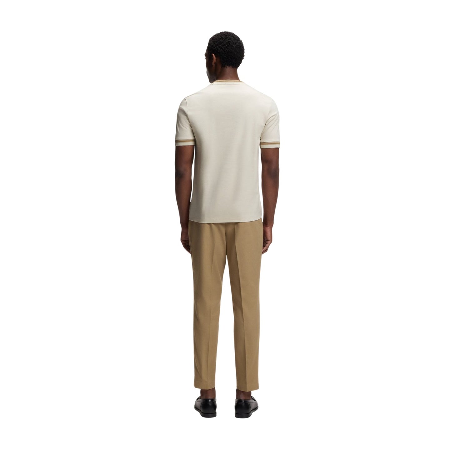 White - Back - Boss Mens Contrast Tipped Slim T-Shirt