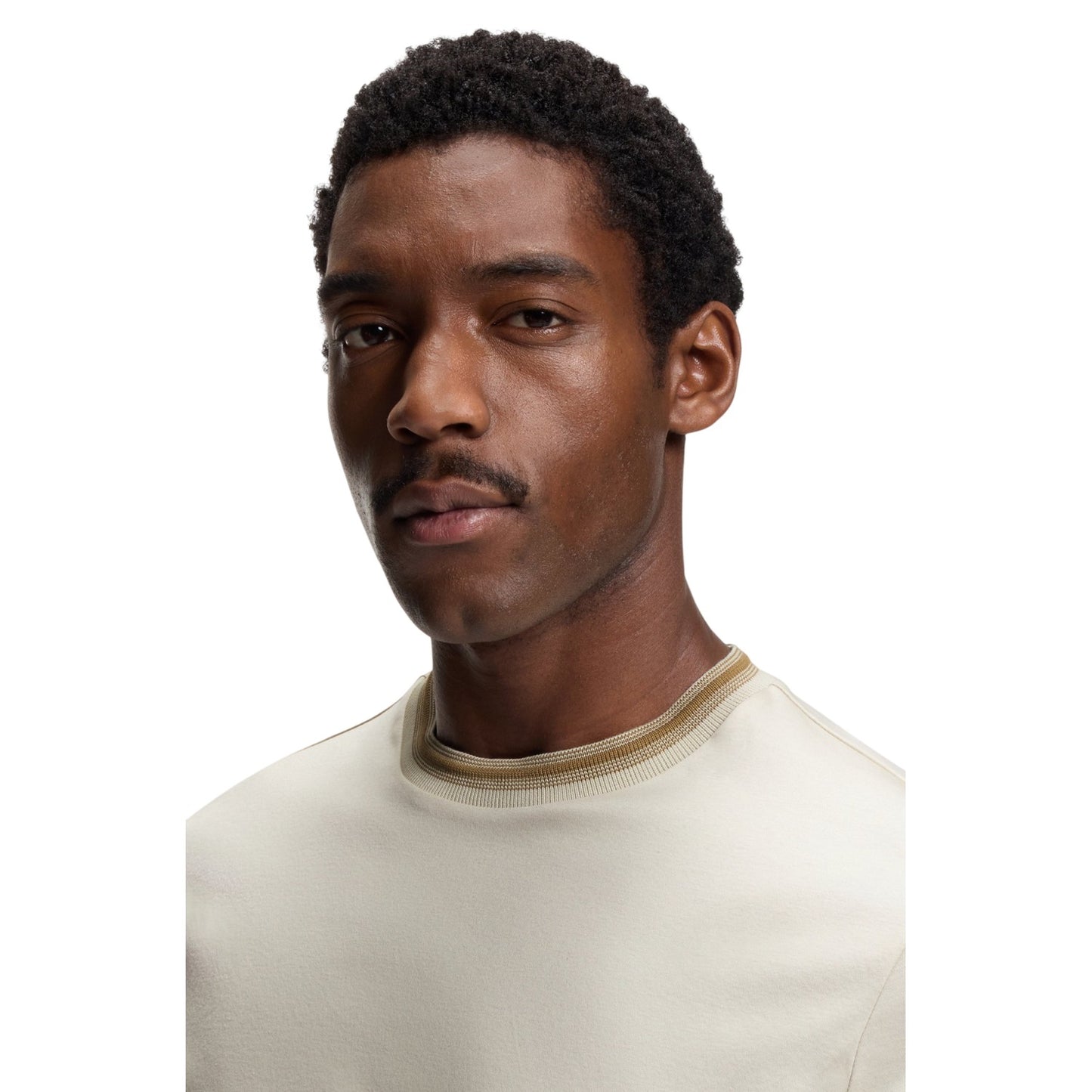 White - Side - Boss Mens Contrast Tipped Slim T-Shirt