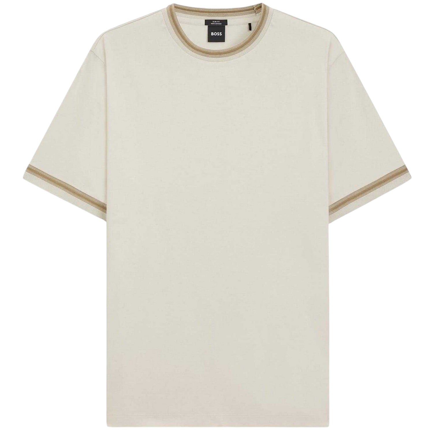 White - Front - Boss Mens Contrast Tipped Slim T-Shirt