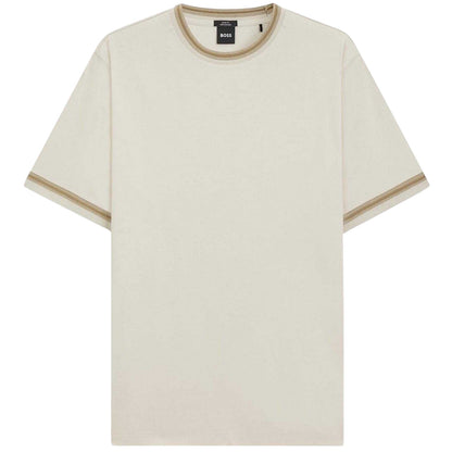 White - Front - Boss Mens Contrast Tipped Slim T-Shirt