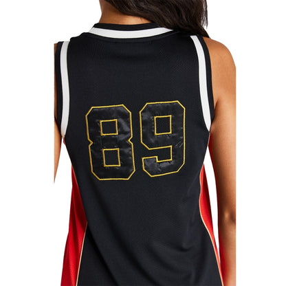 Black-Red - Side - SikSilk Womens-Ladies Panelled Basketball Dress