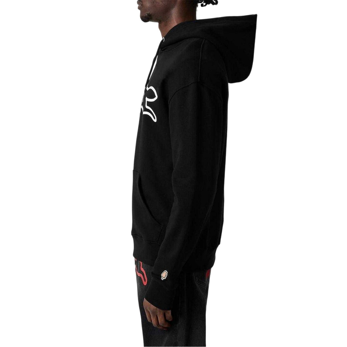 Black - Side - ICECREAM Mens Run Dog Long-Sleeved Hoodie