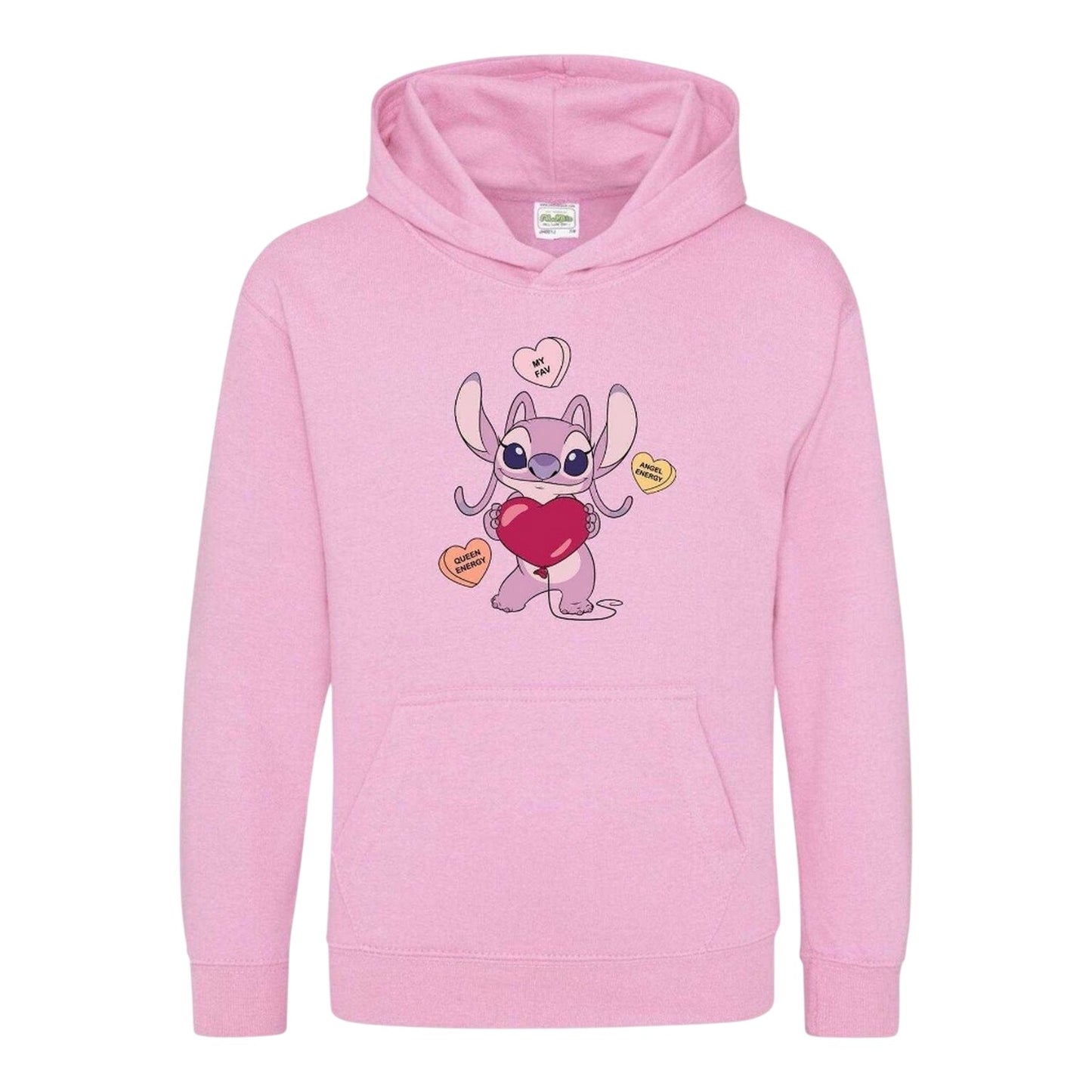 Pink - Front - Lilo & Stitch Childrens-Kids Angel Valentine`s Day Hoodie