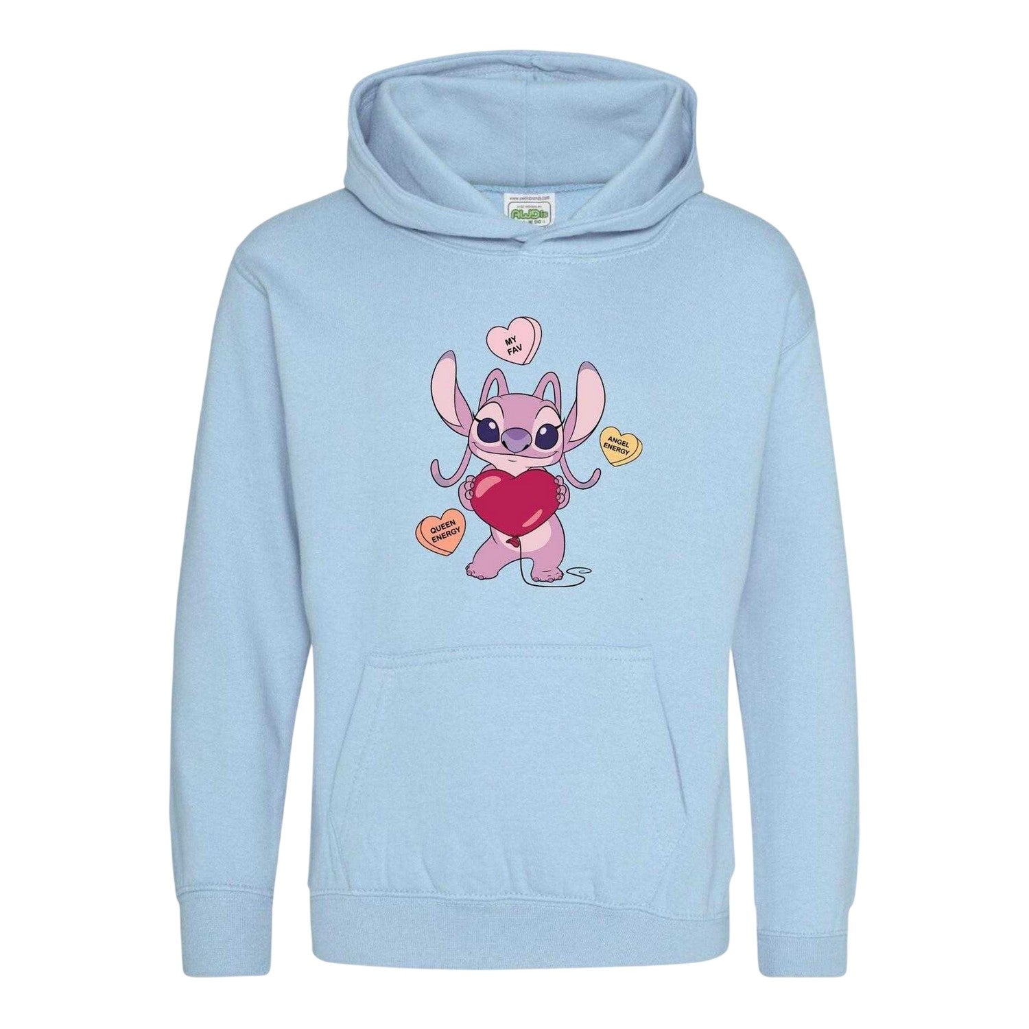 Light Blue - Front - Lilo & Stitch Childrens-Kids Angel Valentine`s Day Hoodie