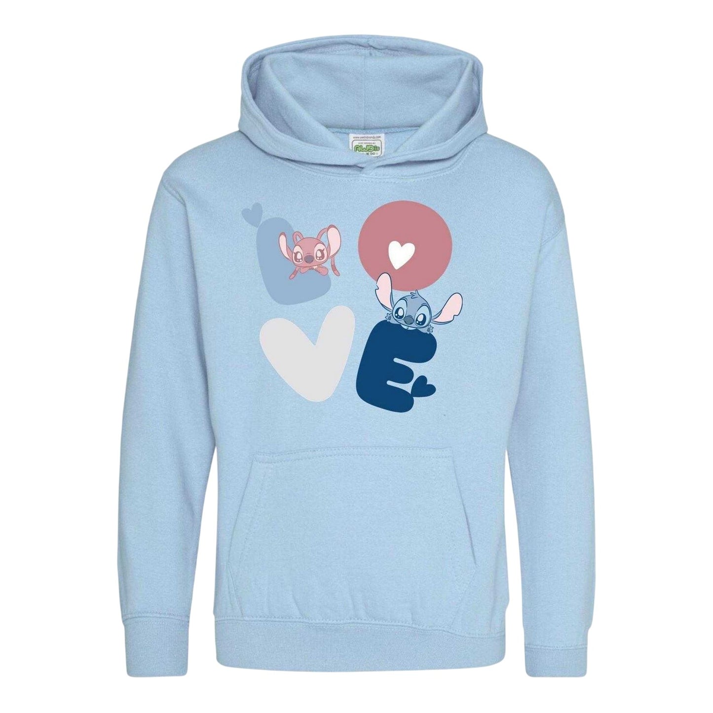 Light Blue - Front - Lilo & Stitch Childrens-Kids Love Valentine`s Day Hoodie