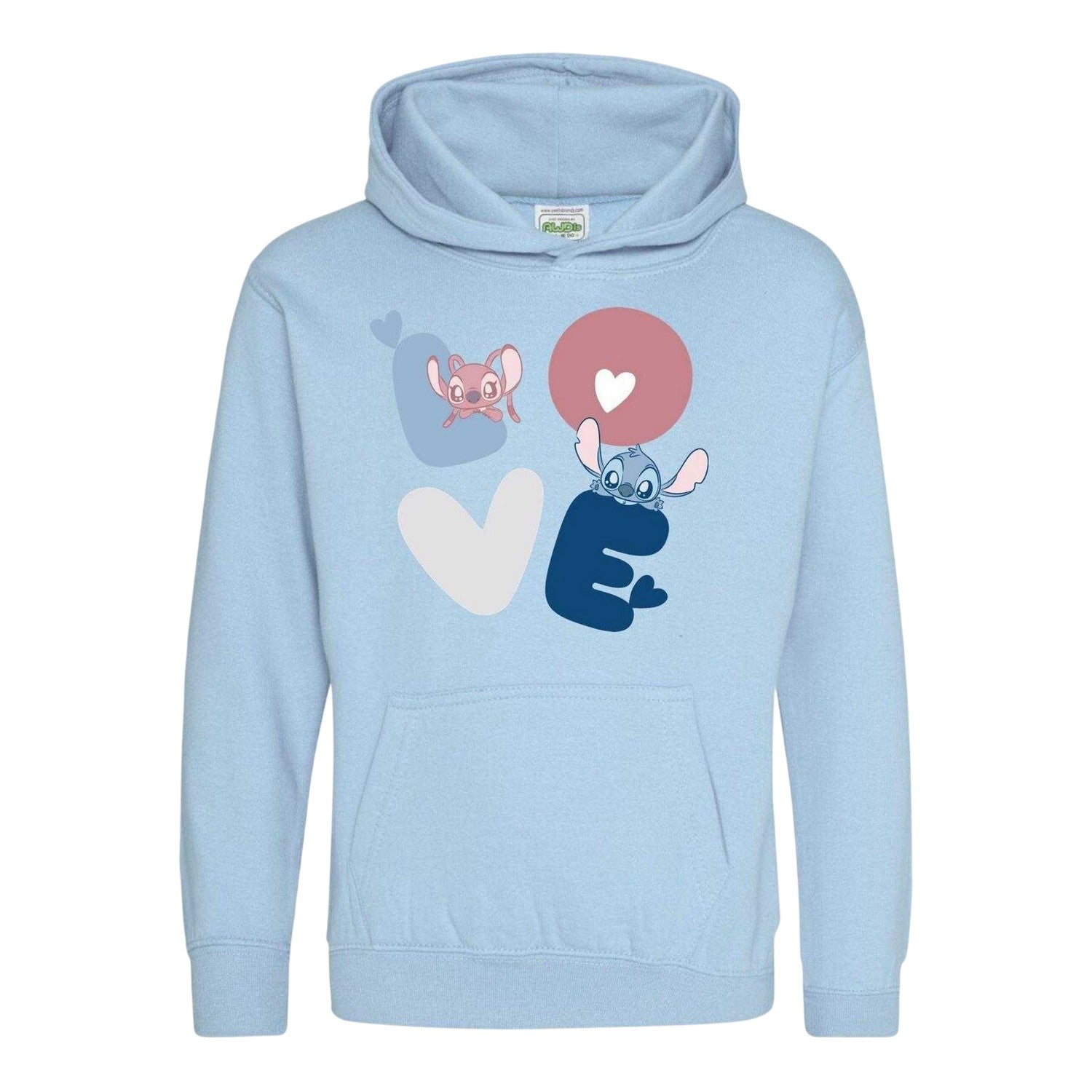 Light Blue - Front - Lilo & Stitch Childrens-Kids Love Valentine`s Day Hoodie