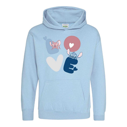 Light Blue - Front - Lilo & Stitch Childrens-Kids Love Valentine`s Day Hoodie