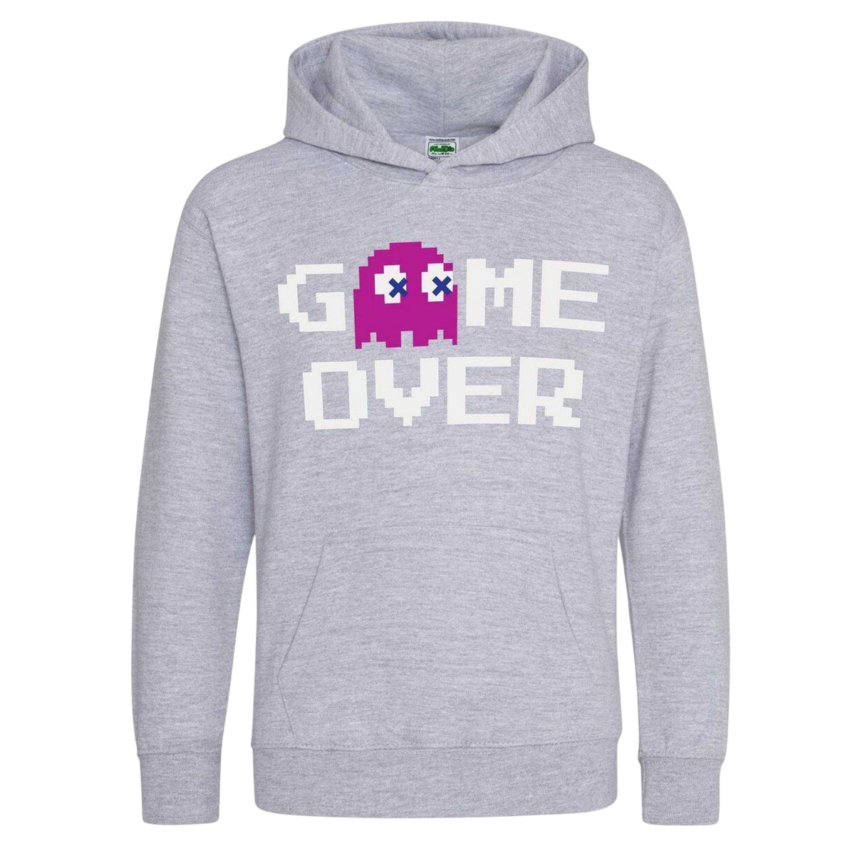 Grey - Front - Pac-Man Childrens-Kids Game Over Pac-Man Hoodie