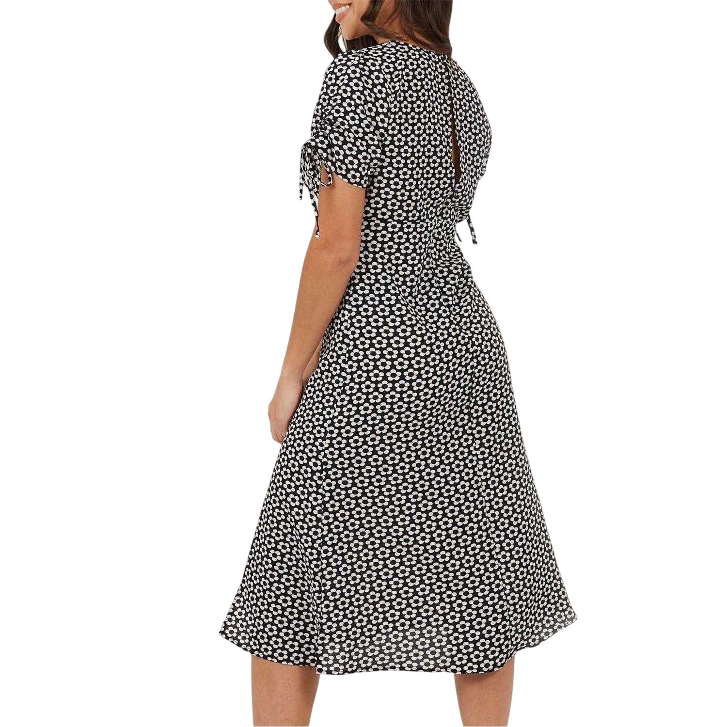 Black-White - Back - Brave Soul Womens-Ladies Daisy A-line Midi Dress