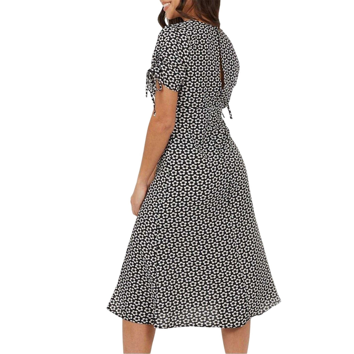 Black-White - Back - Brave Soul Womens-Ladies Daisy A-line Midi Dress